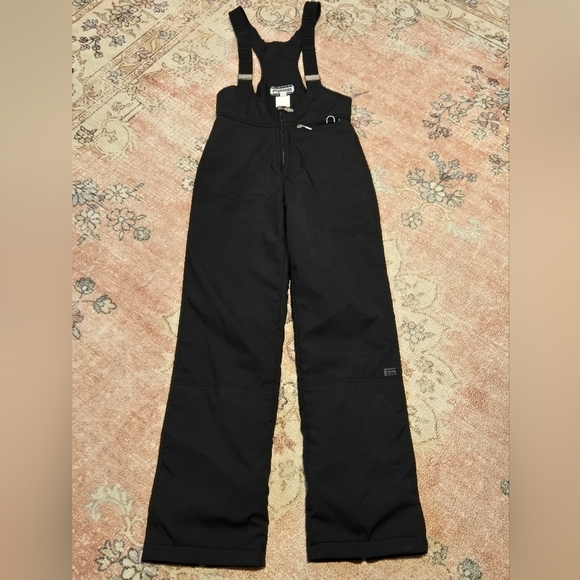 Fera Ladies Black Zip Front Bib Snowpants Boot Zippers Size 6 L - Picture 1 of 12